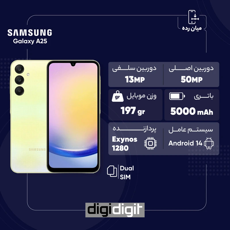 گوشی موبایل سامسونگ مدل Galaxy A25 دو سیم کارت ظرفیت 256 گیگابایت و رم 8 گیگابایت - ویتنام