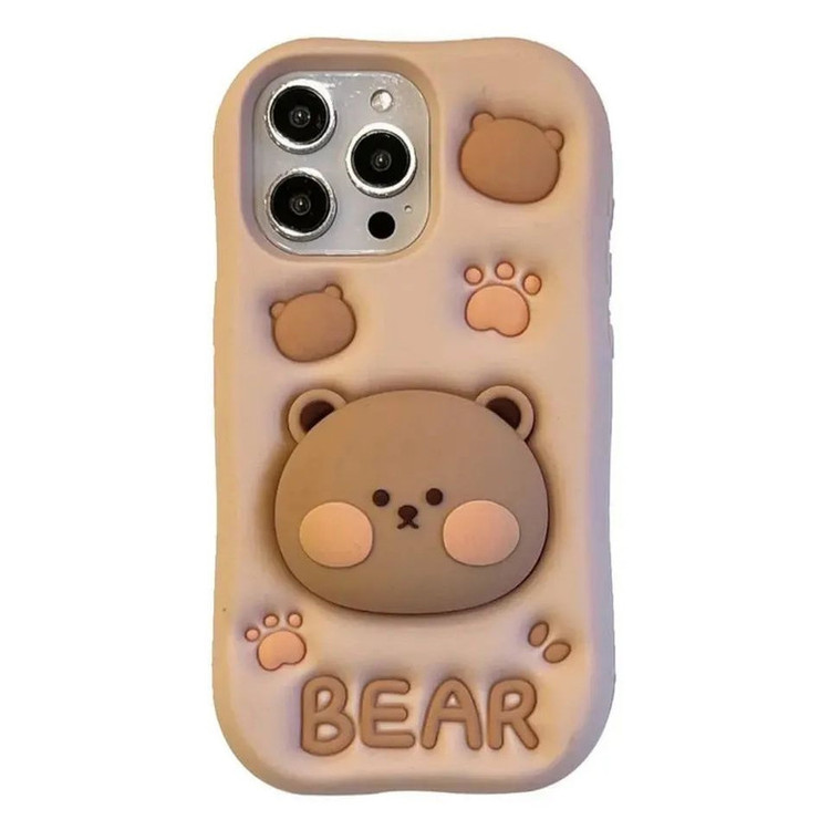 کاور طرح BEAR خرس بیسکویتی استند شو مناسب برای گوشی موبایل اپل IPHONE 15 PRO MAX