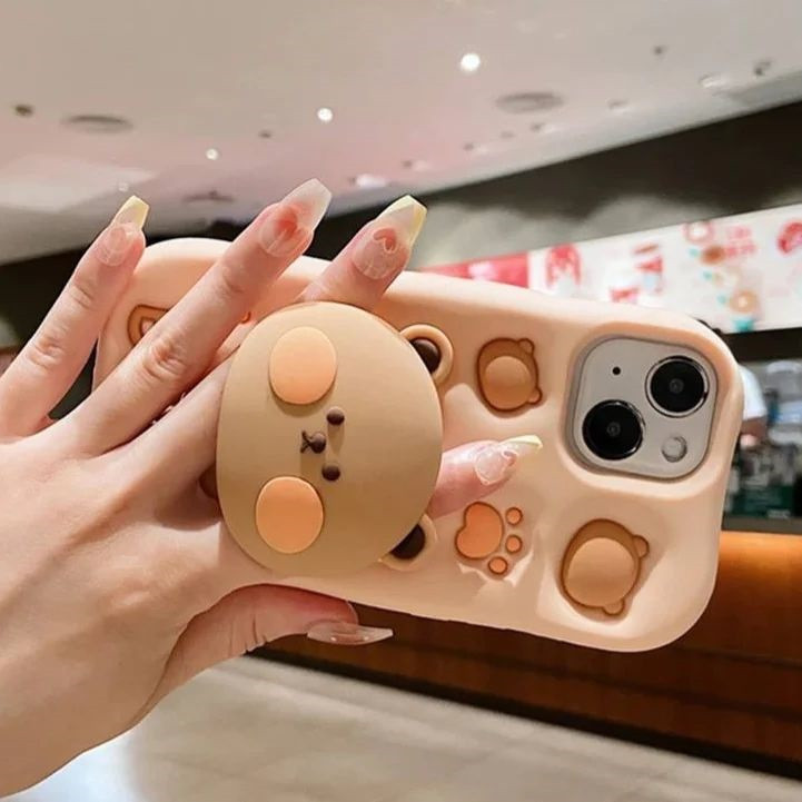 کاور طرح BEAR خرس بیسکویتی استند شو مناسب برای گوشی موبایل اپل IPHONE 13/14/15