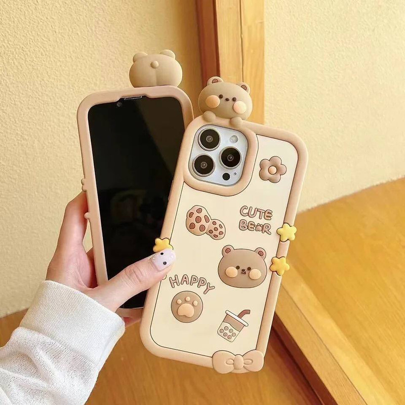 کاور طرح CUTE BEAR خرس بیسکویتی مناسب برای گوشی موبایل اپل IPHONE 13/14