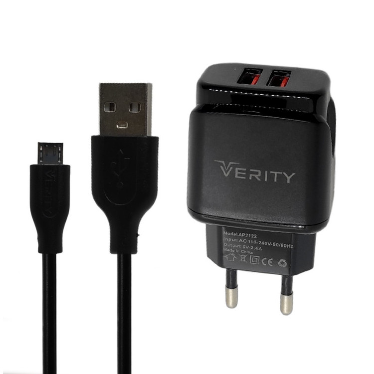 شارژر دیواری وریتی مدل EG-2122 به همراه کابل تبدیل microUSB