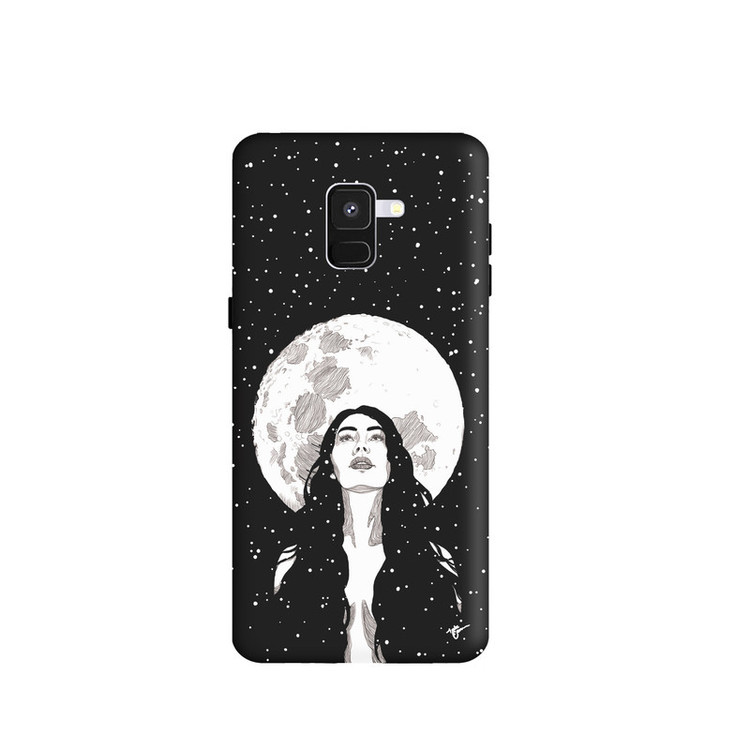 کاور طرح دختر و ماه مینیمال کد y953 مناسب برای گوشی موبایل سامسونگ Galaxy A8 2018