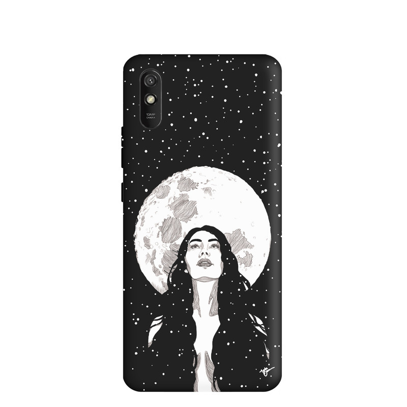 کاور طرح دختر و ماه مینیمال کد y8740 مناسب برای گوشی موبایل شیائومی Redmi 9A