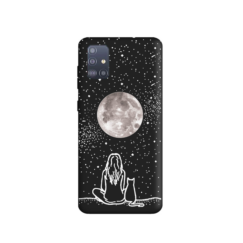 کاور طرح دختر و گربه کد 907 مناسب برای گوشی موبایل سامسونگ Galaxy A71