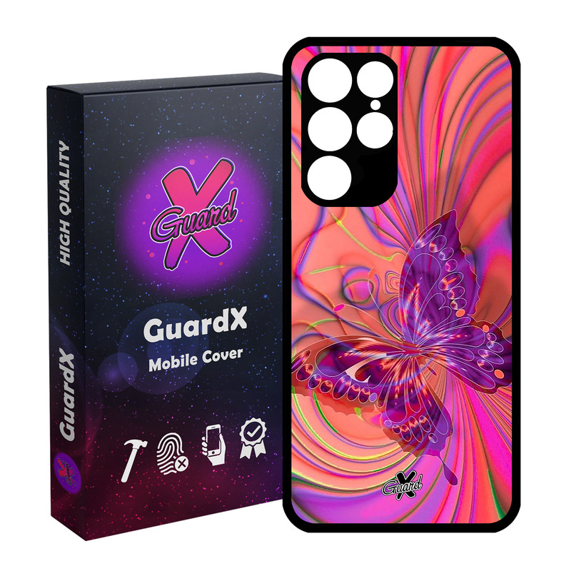 کاور گارد ایکس طرح پروانه مدل Glass10280 مناسب برای گوشی موبایل سامسونگ Galaxy S22 Ultra