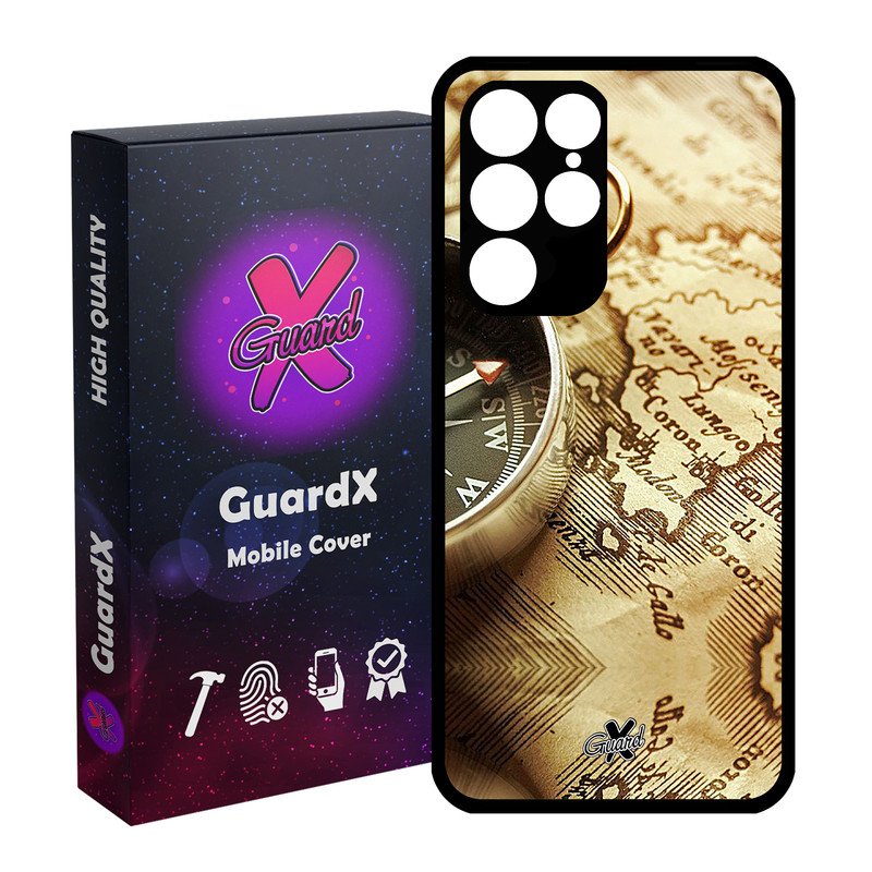 کاور گارد ایکس طرح نقشه مدل Glass10287 مناسب برای گوشی موبایل سامسونگ Galaxy S22 Ultra