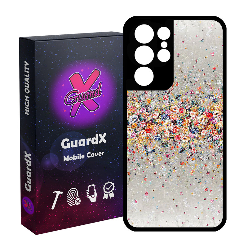 کاور گارد ایکس طرح Flower مدل Glass10409 مناسب برای گوشی موبایل سامسونگ Galaxy S21 Ultra