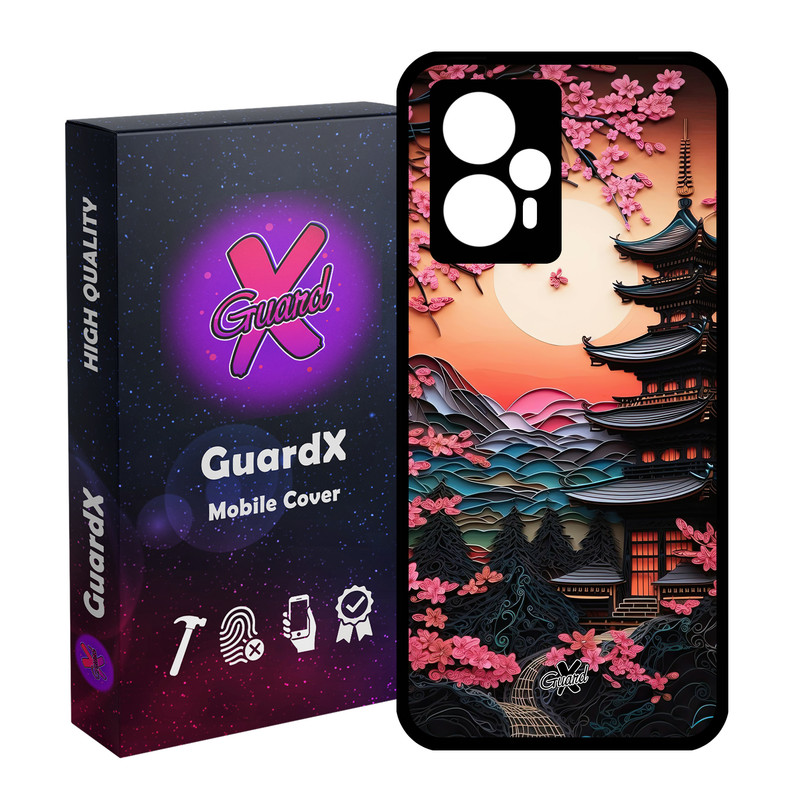کاور گارد ایکس طرح معبد ژاپن مدل Glass10582 مناسب برای گوشی موبایل شیائومی Poco F5/Redmi Note 12 Turbo