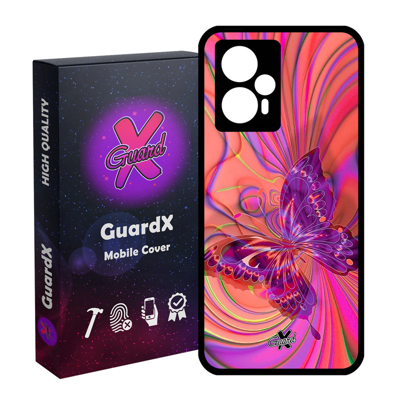 کاور گارد ایکس طرح پروانه مدل Glass10280 مناسب برای گوشی موبایل شیائومی Poco F5/Redmi Note 12 Turbo