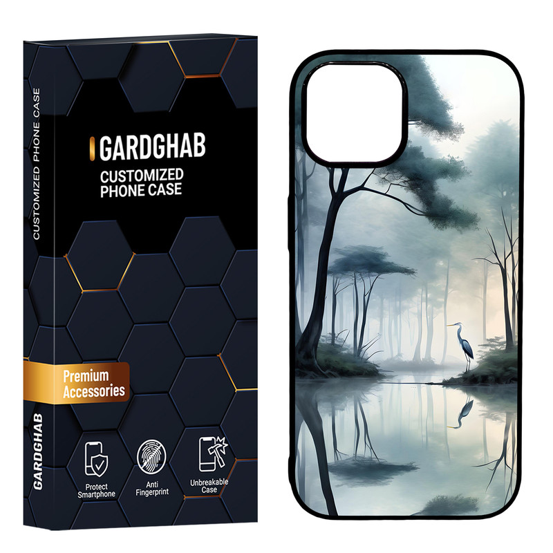 کاور گارد قاب مدل دور ژله ای پشت گلس طبیعت مناسب برای گوشی موبایل اپل iPhone 15