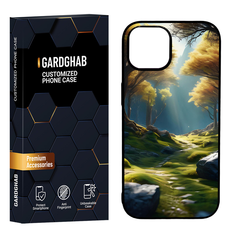 کاور گارد قاب مدل دور ژله ای پشت گلس هنری مناسب برای گوشی موبایل اپل iPhone 15