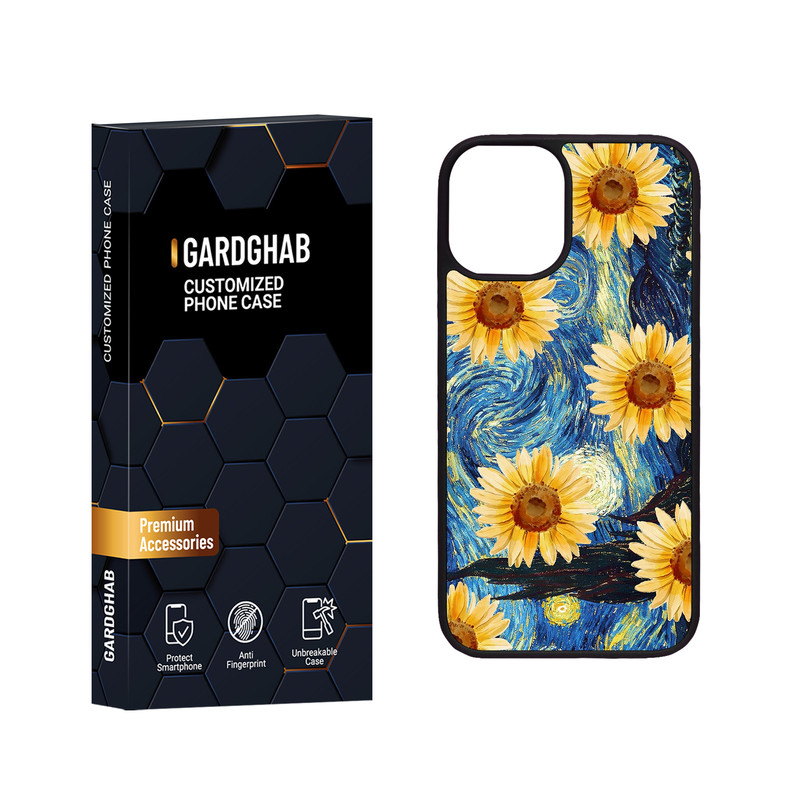 کاور گارد قاب مدل دور ژله ای پشت گلس هنری مناسب برای گوشی موبایل اپل iPhone 12 Mini