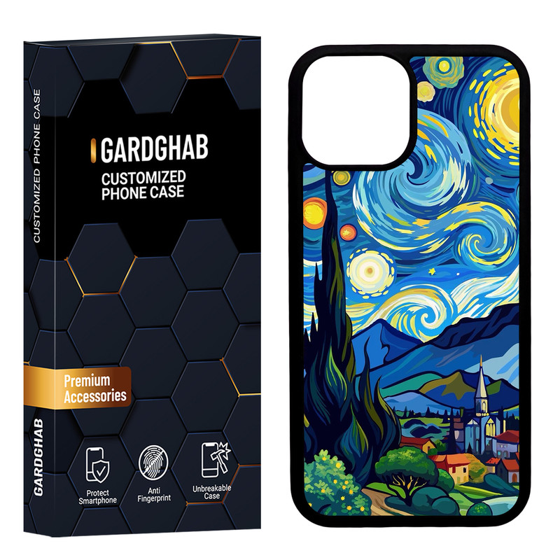 کاور گارد قاب مدل دورژله ای پشت گلس هنری مناسب برای گوشی موبایل اپل iPhone 13 Mini