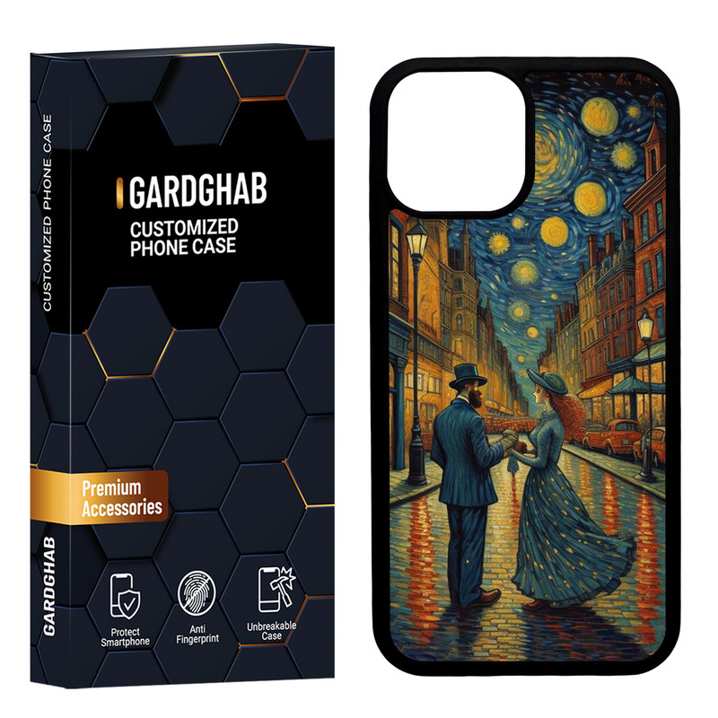 کاور گارد قاب مدل دورژله ای پشت گلس هنری مناسب برای گوشی موبایل اپل iPhone 13 Mini