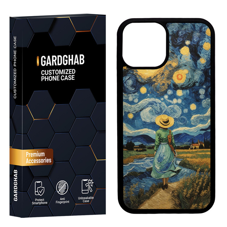 کاور گارد قاب مدل دورژله ای پشت گلس هنری مناسب برای گوشی موبایل اپل iPhone 13 Mini