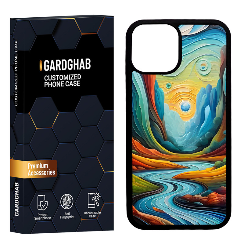 کاور گارد قاب مدل دورژله ای پشت گلس هنری مناسب برای گوشی موبایل اپل iPhone 13 Mini