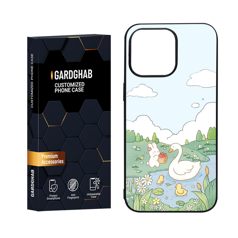 کاور گارد قاب مدل دور ژله ای پشت گلس فانتزی مناسب برای گوشی موبایل اپل iPhone 15 Pro Max