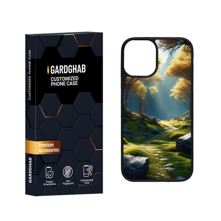 کاور گارد قاب مدل دور ژله ای پشت گلس هنری مناسب برای گوشی موبایل اپل iPhone 12 Mini