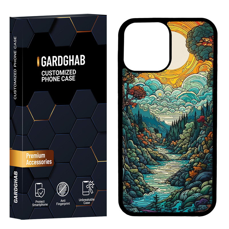 کاور گارد قاب مدل پشت گلس هنری مناسب برای گوشی موبایل اپل iPhone 13 Pro Max