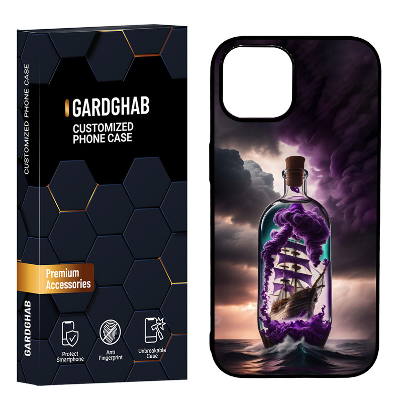 کاور گارد قاب مدل دور ژله ای پشت گلس هنری مناسب برای گوشی موبایل اپل iPhone 15