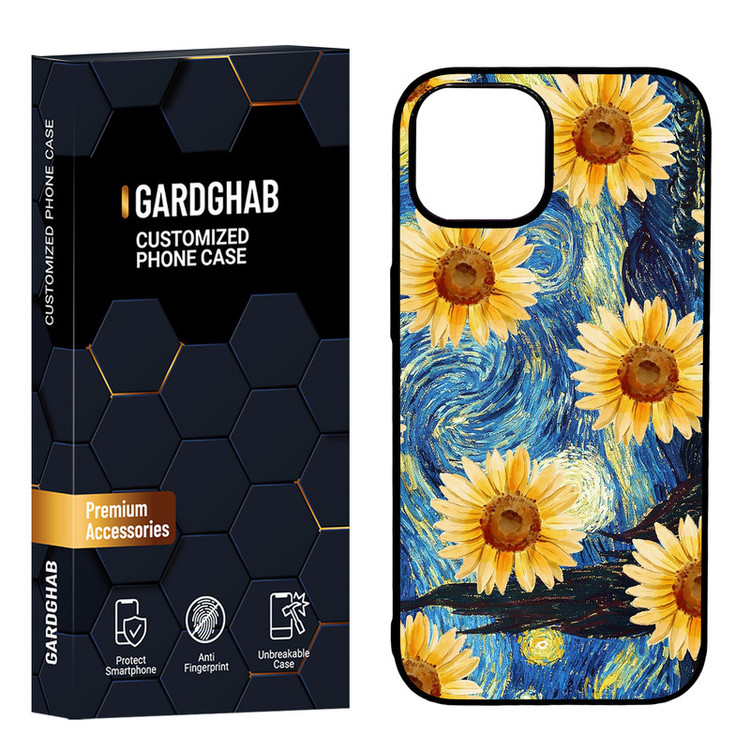 کاور گارد قاب مدل دور ژله ای پشت گلس هنری مناسب برای گوشی موبایل اپل iPhone 15