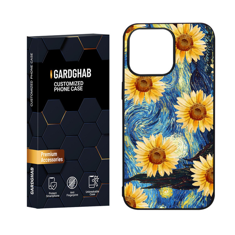 کاور گارد قاب مدل دور ژله ای پشت گلس هنری مناسب برای گوشی موبایل اپل iPhone 15 Pro Max