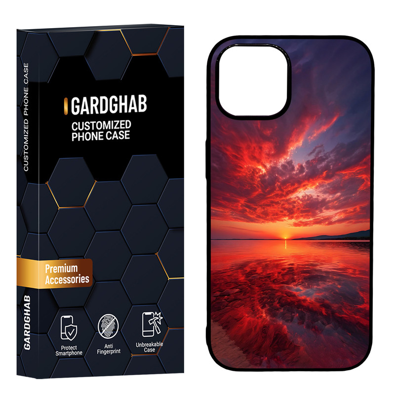 کاور گارد قاب مدل دور ژله ای پشت گلس طبیعت مناسب برای گوشی موبایل اپل iPhone 15