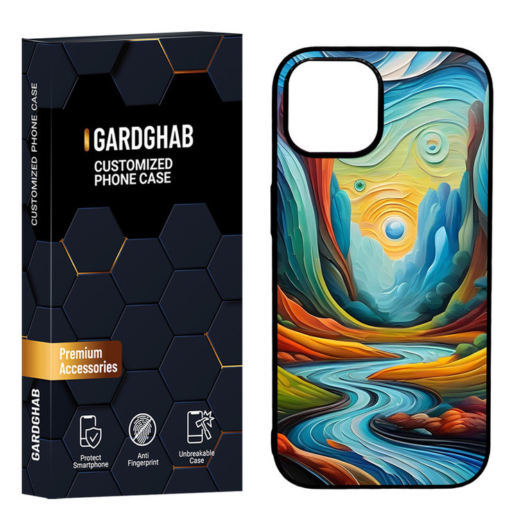 کاور گارد قاب مدل دور ژله ای پشت گلس هنری مناسب برای گوشی موبایل اپل iPhone 15