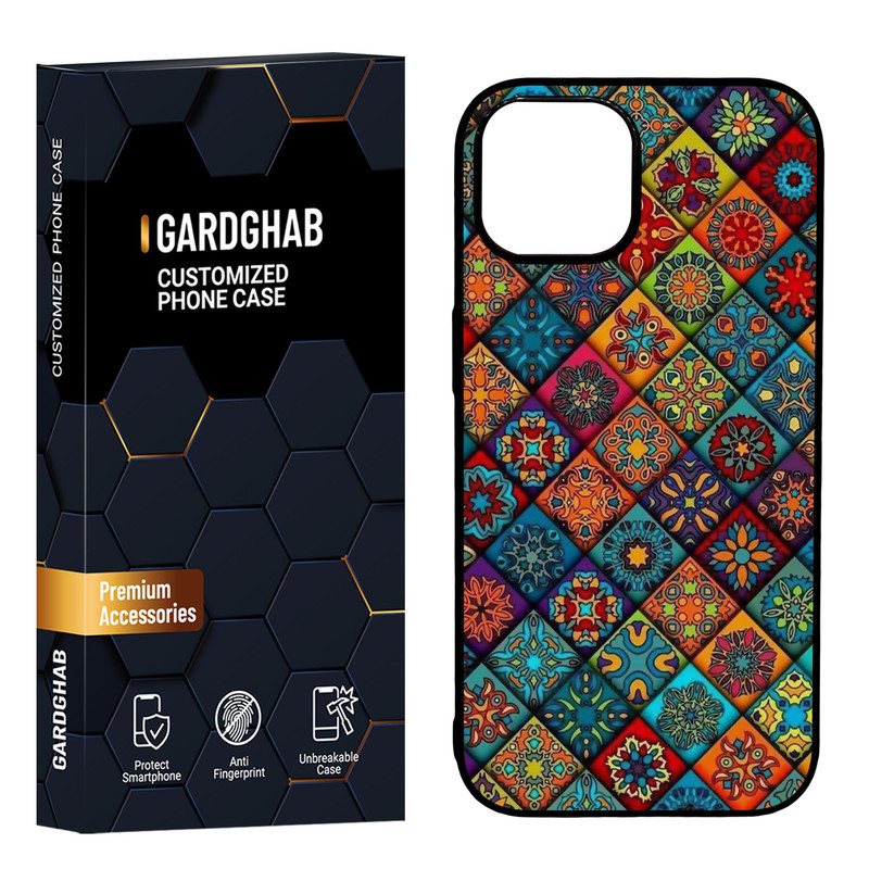 کاور گارد قاب مدل دور ژله ای پشت گلس هنری مناسب برای گوشی موبایل اپل iPhone 15