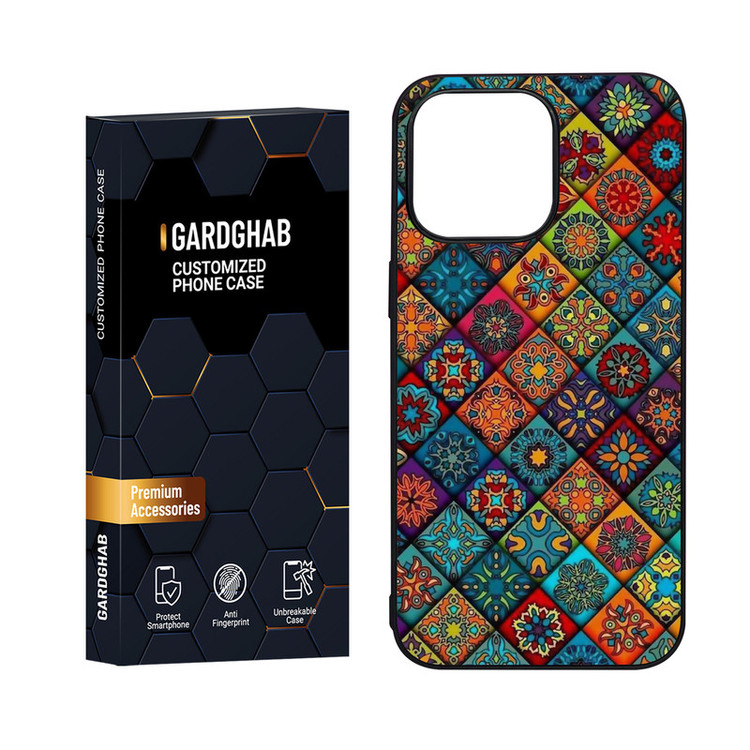 کاور گارد قاب مدل دور ژله ای پشت گلس هنری مناسب برای گوشی موبایل اپل iPhone 15 Pro Max