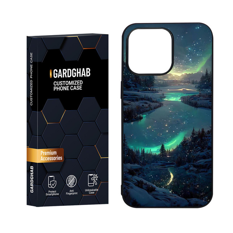 کاور گارد قاب مدل دور ژله ای پشت گلس منظره و طبیعت مناسب برای گوشی موبایل اپل iPhone 15 Pro Max
