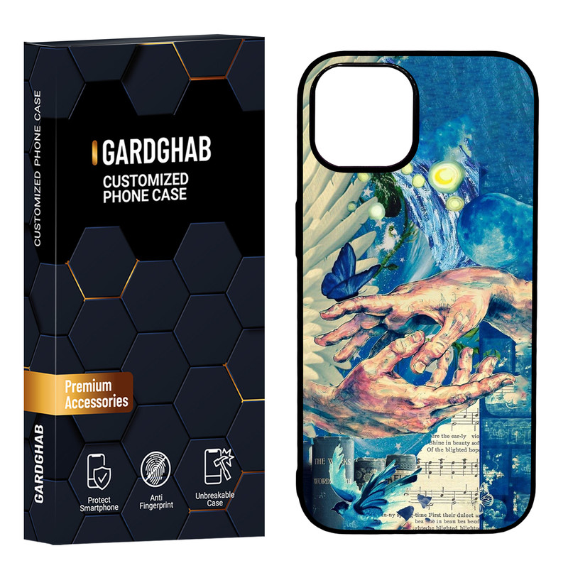 کاور گارد قاب مدل دور ژله ای پشت گلس هنری مناسب برای گوشی موبایل اپل iPhone 15
