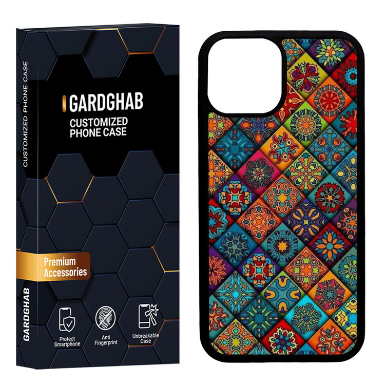 کاور گارد قاب مدل دورژله ای پشت گلس هنری مناسب برای گوشی موبایل اپل iPhone 13 Mini