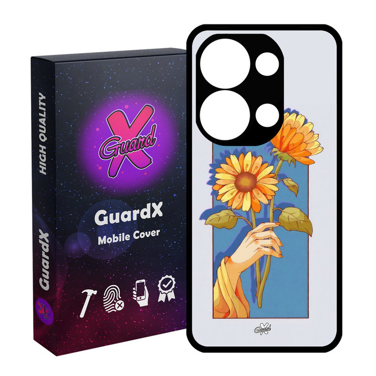 کاور گارد ایکس طرح گل و دست مدل Glass10675 مناسب برای گوشی موبایل شیائومی Poco X6 5G / Note 13 Pro 5G