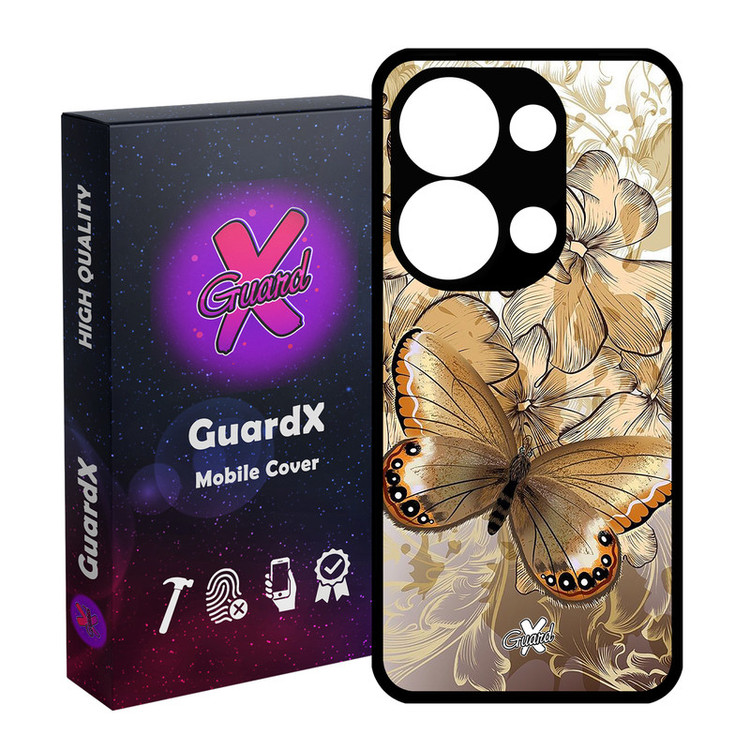 کاور گارد ایکس طرح پروانه مدل Glass10272 مناسب برای گوشی موبایل شیائومی Poco X6 5G / Note 13 Pro 5G