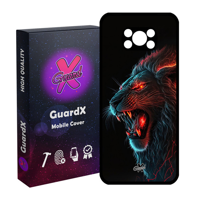 کاور گارد ایکس طرح شیر مدل Glass10619 مناسب برای گوشی موبایل شیائومی Poco X3 NFC/Poco X3/Poco X3 Pro