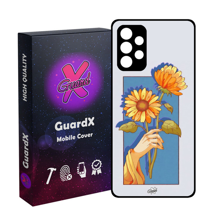 کاور گارد ایکس طرح گل و دست مدل Glass10675 مناسب برای گوشی موبایل سامسونگ Galaxy A53