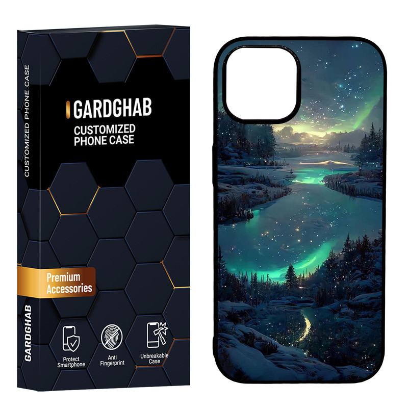 کاور گارد قاب مدل دور ژله ای پشت گلس طبیعت مناسب برای گوشی موبایل اپل iPhone 15
