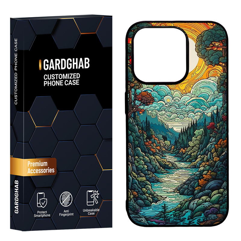 کاور گارد قاب مدل دورژله ای پشت گلس هنری مناسب برای گوشی موبایل اپل iPhone15 pro