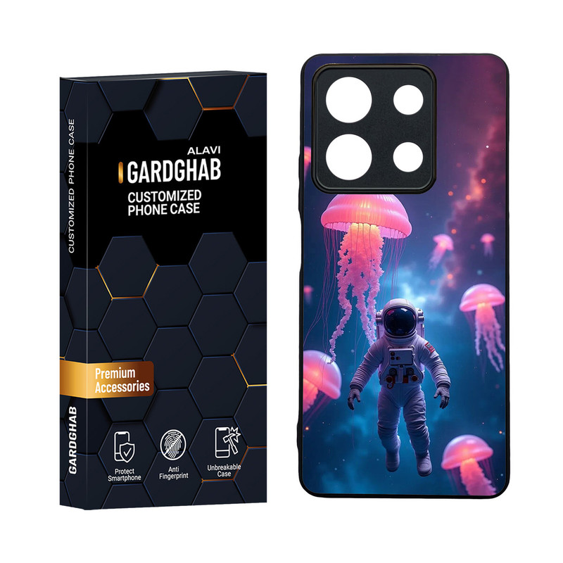 کاور گارد قاب مدل دورژله ای پشت گلس کهکشان مناسب برای گوشی موبایل شیائومی Redmi Note 13 5G