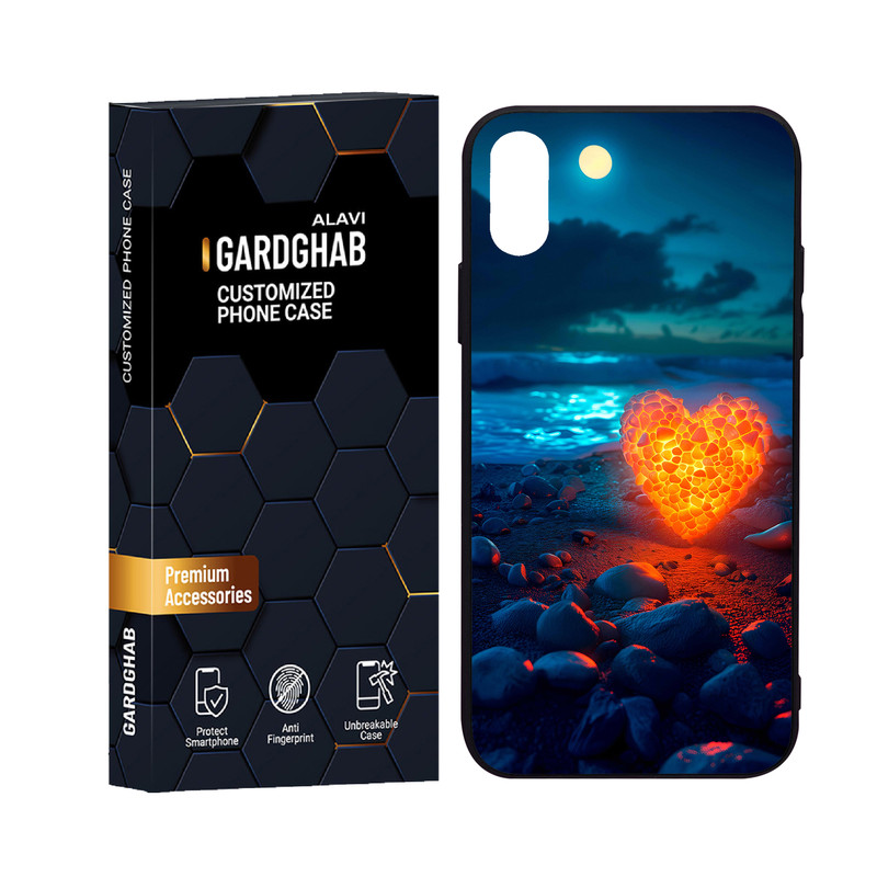 کاور گارد قاب علوی مدل دورژله ای پشت گلس عاشقانه مناسب برای گوشی موبایل اپل iPhone X / XS