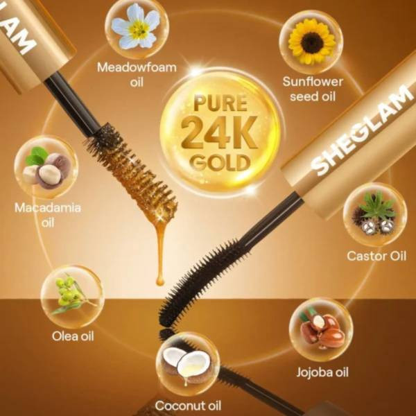 ریمل دو سر حجمدهنده، بلندکننده، حالتدهنده، جداکننده شیگلم مدل 24k Gold Multi Effect رنگ مشکی