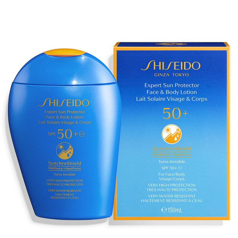 لوسیون ضد آفتاب رنگی spf 50 شیسیدو مدل Expert مناسب انواع پوست حجم 150 میلی لیتر