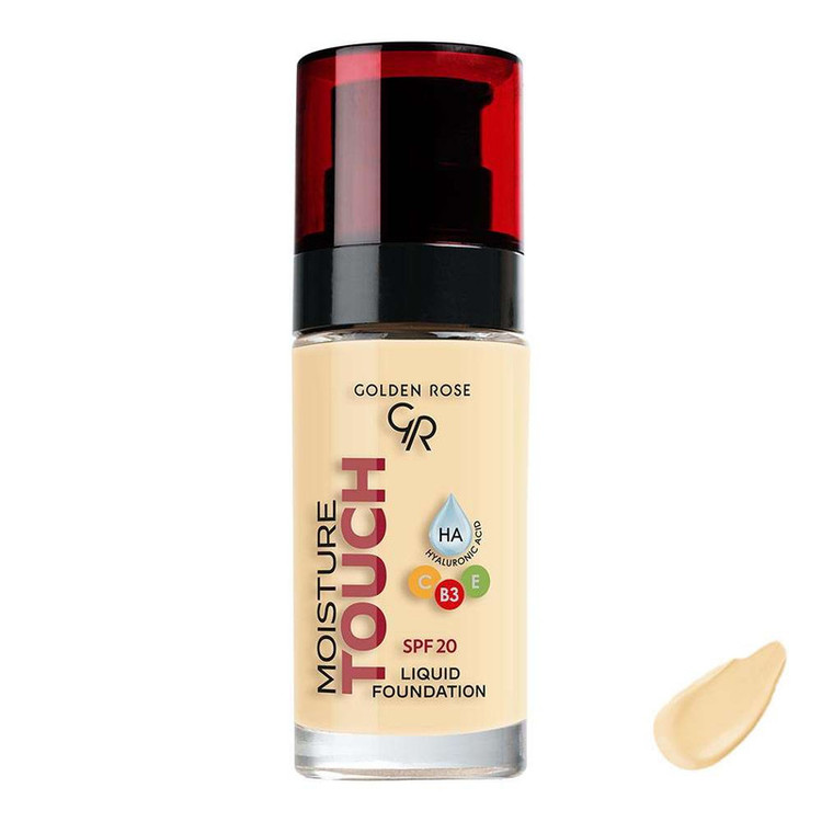 کرم پودر مایع SPF20 گلدن رز مدل Moisture Touch مناسب برای انواع پوست شماره 101 حجم 30 میلیلیتر