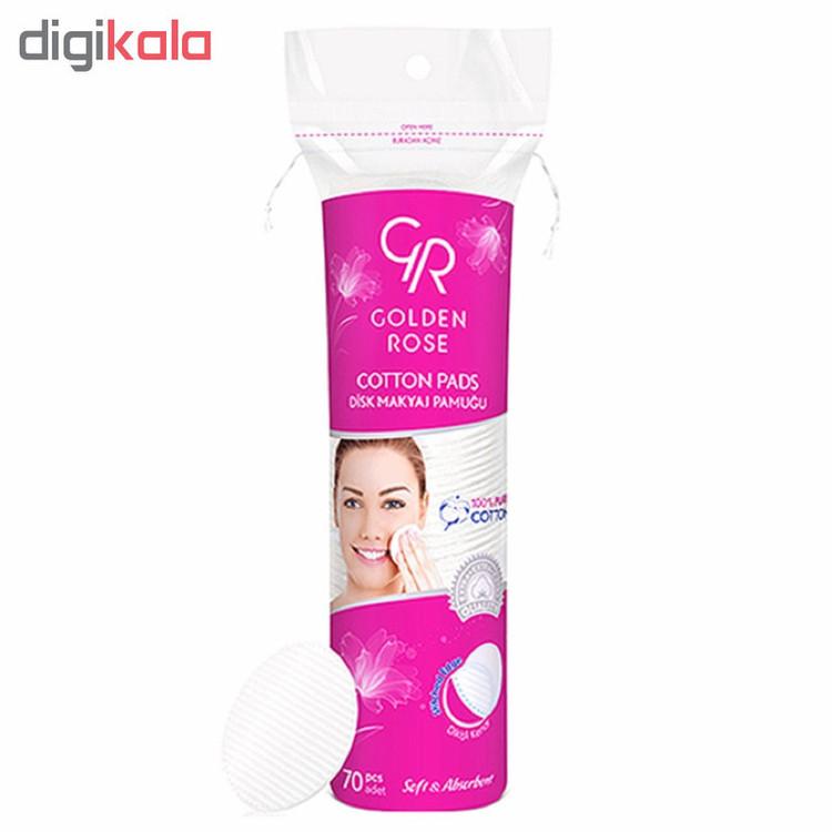 پد پاک کننده آرایش گلدن رز مدل Soft & Absorbent بسته 70 عددی