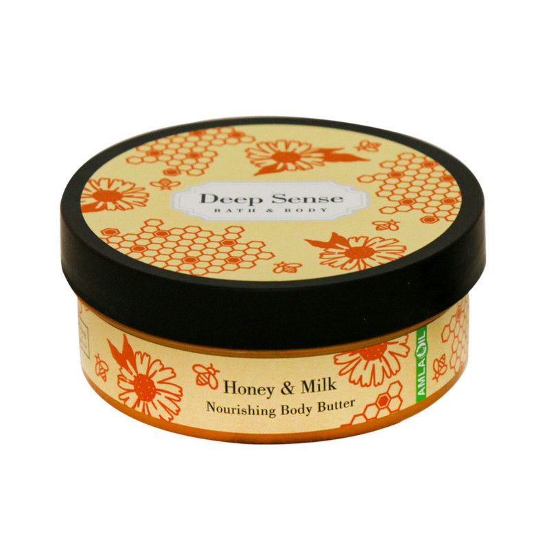 کره بدن دیپ سنس مدل Honey حجم 200 میلیلیتر مغذی و آبرسان قوی با کره شی، روغن نارگیل و آملا، ضد خشکی و نرمکننده پوست با جذب سریع و حفظ رطوبت طولانیمدت مناسب بانوان