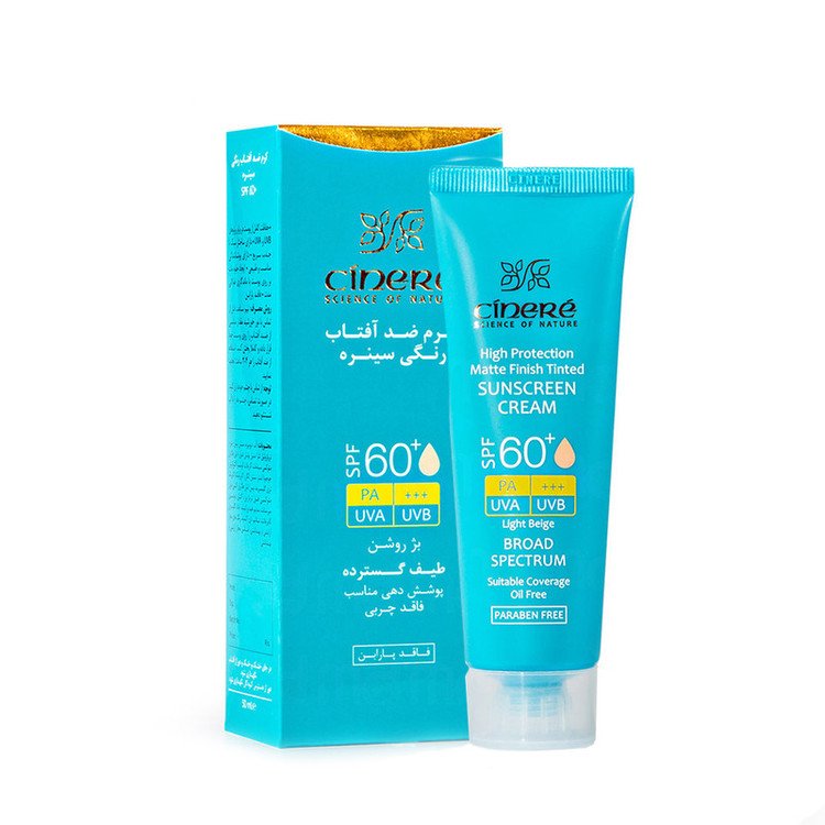 کرم ضدآفتاب رنگی سینره +SPF60 مدل 8411، مناسب پوستهای چرب، حجم 50 میلیلیتر