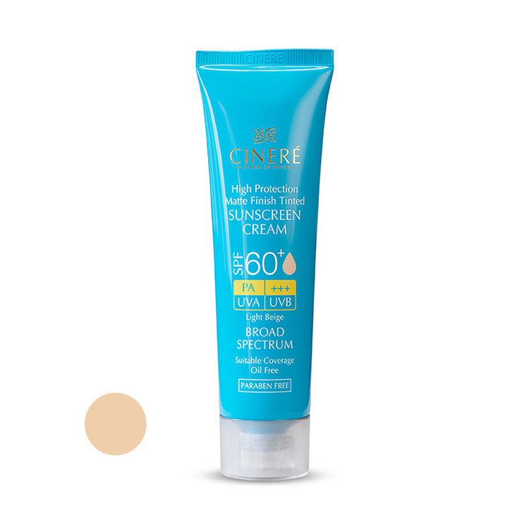 کرم ضدآفتاب رنگی سینره +SPF60 مدل 8411، مناسب پوستهای چرب، حجم 50 میلیلیتر