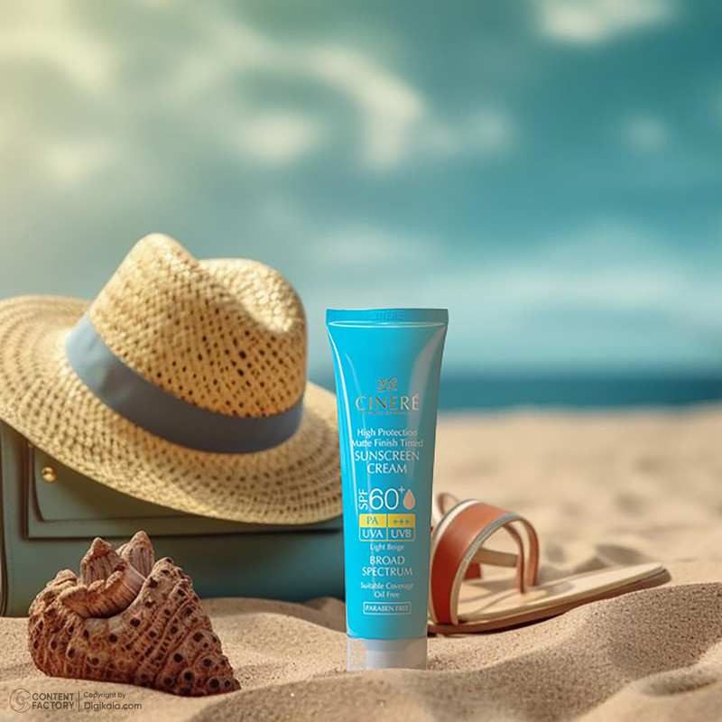 کرم ضدآفتاب رنگی سینره +SPF60 مدل 8411، مناسب پوستهای چرب، حجم 50 میلیلیتر