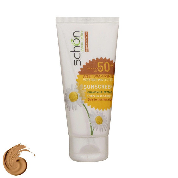 کرم ضد آفتاب رنگی شون، 50 SPF، مدل Herbal Origin، مناسب پوست خشک تا نرمال تنالیته رنگ متوسط و حجم 50 میلیلیتر، محافظت کننده در برابر اشعه UVA، UVB، IR، بافت سبک و فاقد چربی، بدون ایجاد سفیدی، آبرسان، ضد التهاب و قرمزی، نرم کننده، با ماندگاری 2 ساعته